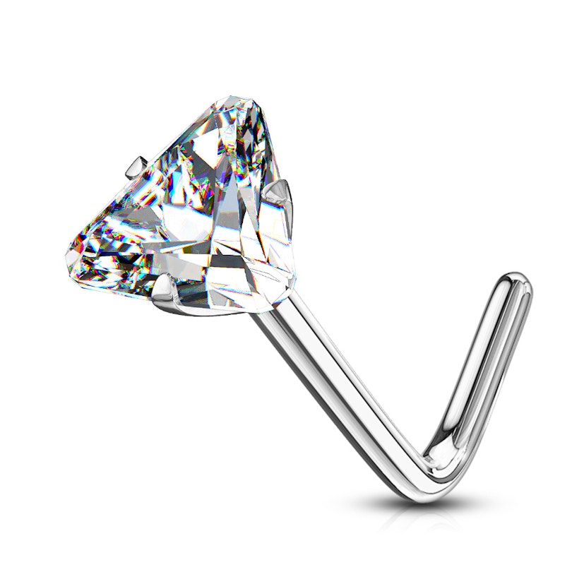 Vis de nez en or 14 carats avec une pierre en forme de triangle