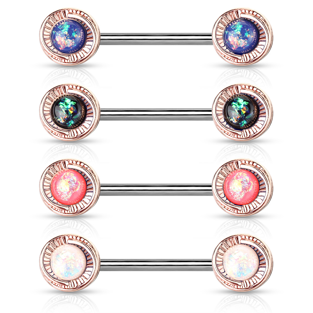 Barbell Langue 14 Gauge Trèfle Multi Cristal Pierre - Piercing Boule Époxy Acier Chirurgical 316L