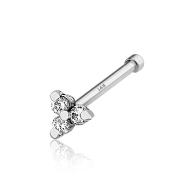 Tige pour nez en or 14 carats avec trois petites pierres