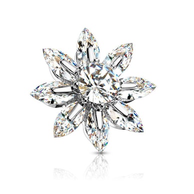 Ancre dermal avec une fleur et une pierre centrale