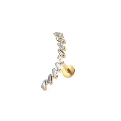 Labret en titane avec rangée de pierres