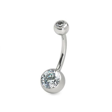 Piercing pour le nombril en acier chirurgical avec un filetage interne et des pierres