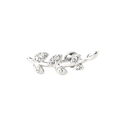 Piercing pour l'oreille avec feuilles ornées de pierres