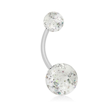 Piercing pour le nombril en acrylique avec boules pailletées