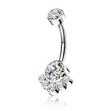 Piercing pour le nombril en titane avec un ensemble de pierres