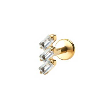 Labret en titane orné de pierres taille baguette