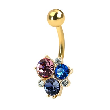 Piercing pour le nombril avec groupe de pierres aux couleurs vives