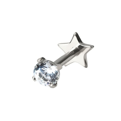 Labret push-in en titane avec une pierre et une étoile plate