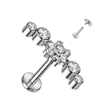 Labret en titane et sublime design floral