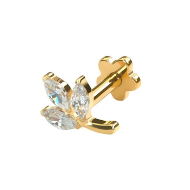 Labret en titane avec design en forme de feuille et une fleur