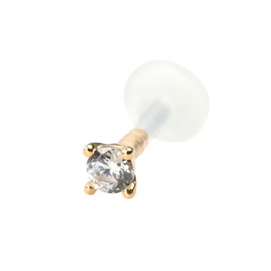 Labret avec tige en bioplast et embout en or 14 carats