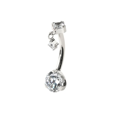 Piercing pour le nombril en titane avec un pendentif carré