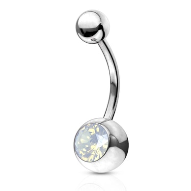Piercing pour le nombril avec une opalite sertie