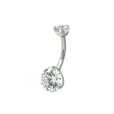 Piercing pour le nombril en titane avec filetage interne et grosses pierres