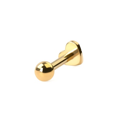 Labret en titane avec embout inférieur plat en forme de cœur