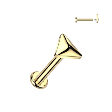 Labret en titane avec filetage interne et design triangulaire