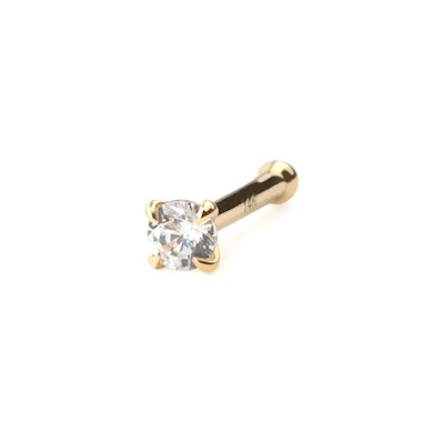 Tige de nez Or 14 carats massif avec une pierre