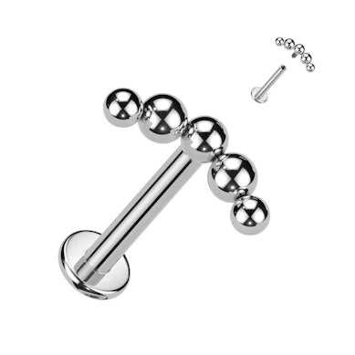Labret en titane avec partie supérieure ornée de perles décoratives