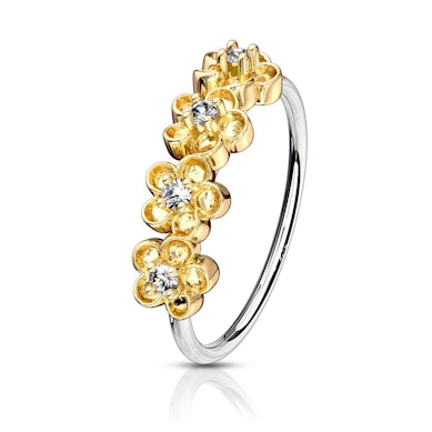 Anneau simple avec 4 belles fleurs