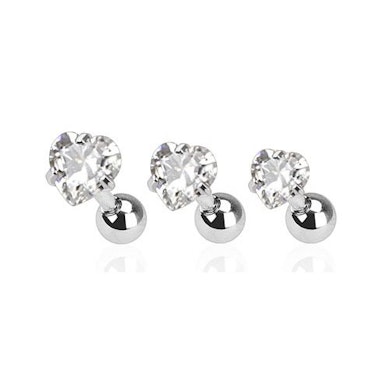 Lot de piercing pour l'oreille avec un coeur en pierre