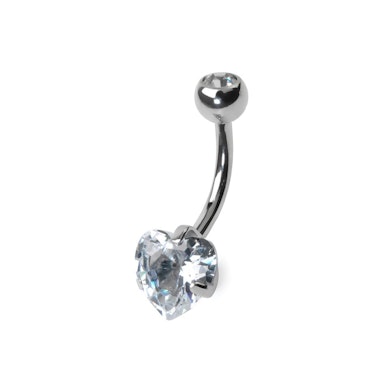 Piercing pour le nombril en titane avec pierre sertie en forme de cœur