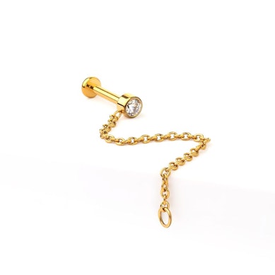 Labret en titane avec une pierre et une chaîne