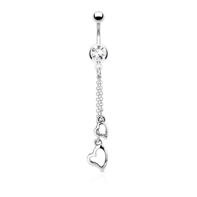 Piercing pour le nombril avec cœur et chaine en pendentif