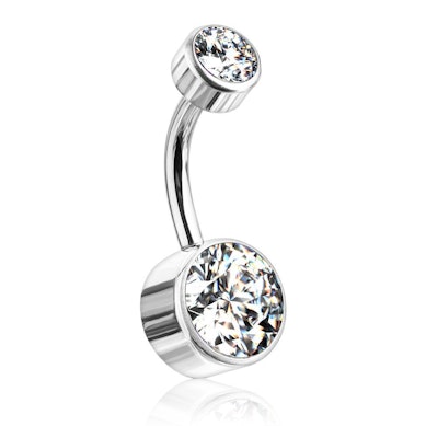 Piercing pour le nombril en titane avec boules plates et filetage interne