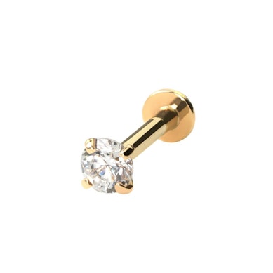 Labret en or 14 carats avec un filetage interne et pierre