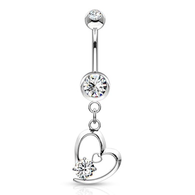 Piercing pour le nombril avec pendentif coeur