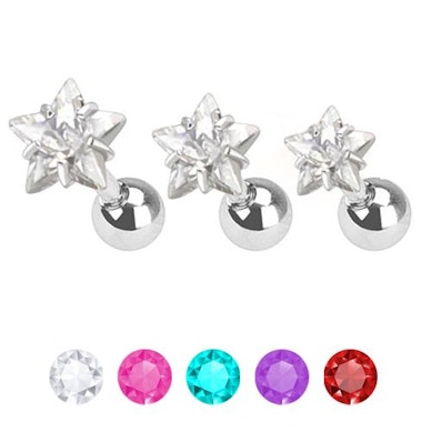 Lot de studs pour les oreilles ornés d'une pierre en forme d'étoile