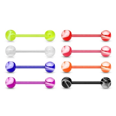 Loto de 8 bijoux de piercing pour la langue en plusieurs coloris