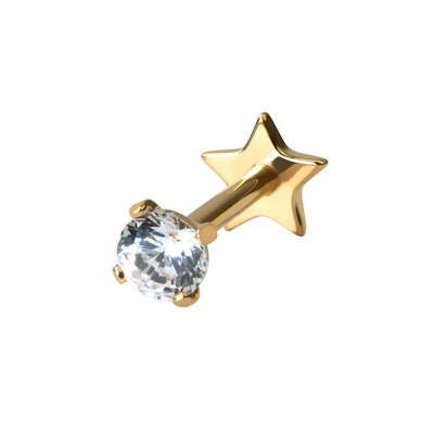 Labret push-in en titane avec une pierre et une étoile plate