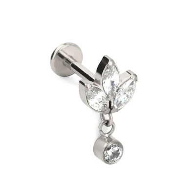 Labret en titane avec fleur de lotus et pierre pendante