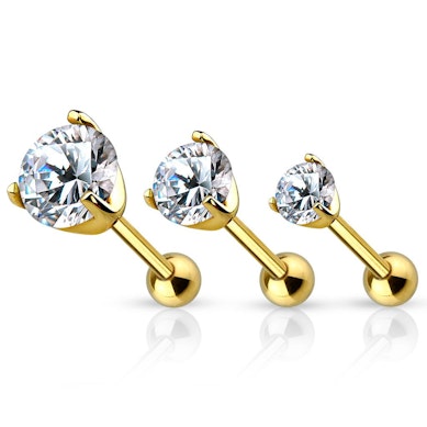 Lot de bijoux de piercing d'oreille en or 14K avec une pierre sertie