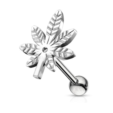 Piercing pour l'oreille en forme de feuille de chanvre