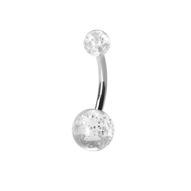 Piercing pour le nombril en titane avec boules ornées de paillettes
