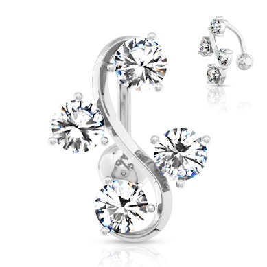 Piercing pour le nombril avec quatres pierres