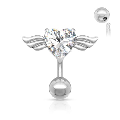 Piercing pour le nombril avec cœur et ailes