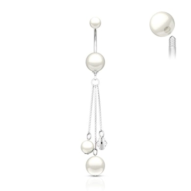 Piercing pour le nombril avec perles en acrylique et chaînes pendantes
