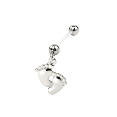 Piercing pour le nombril pour femme enceinte avec pieds-Brillant