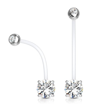 Piercing pour le nombril femme enceinte avec 2 pierres