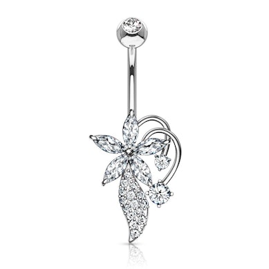 Piercing pour le nombril avec fleur de vigne