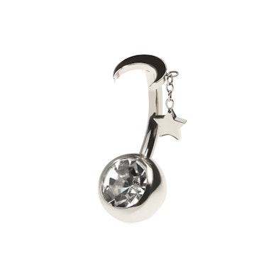 Piercing pour le nombril en titane avec une étoile pendante et une lune