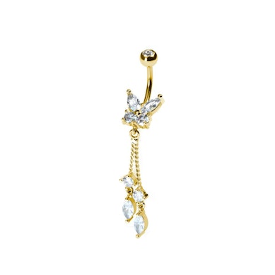 Piercing pour le nombril avec papillon et breloques pendantes