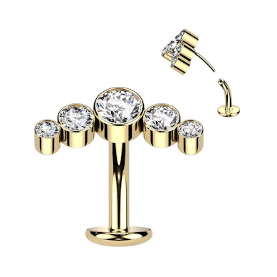 Piercing au nombril flottant en titane orné de cristaux