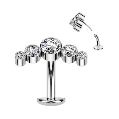 Piercing au nombril flottant en titane orné de cristaux