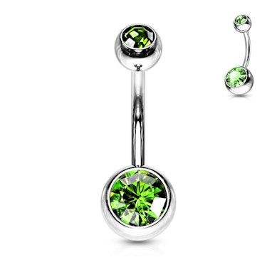 Piercing pour le nombril avec boule incrusté.