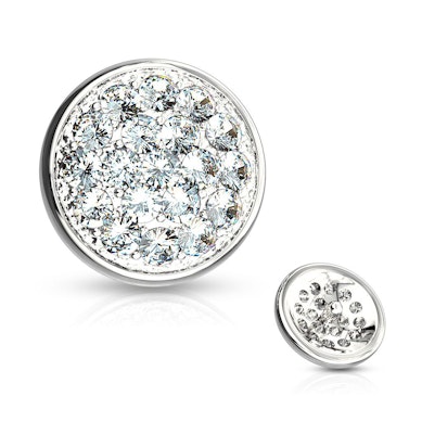 Ancre dermal en or 14 carats avec un dôme en pierre-Or blanc 14K