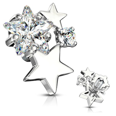 Ancre dermal avec des pierres et des étoiles